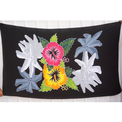 Black Multi Flower Sarongs & Wraps