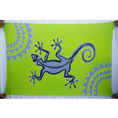 Gecko Sarong Wrap with lime background