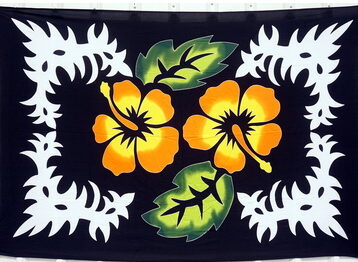 Black with orange flower Sarong and Bikini Wraps